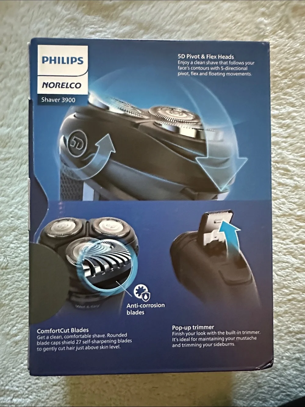 NEW Philips Norelco 3900 Electric Razor - Black/Silver